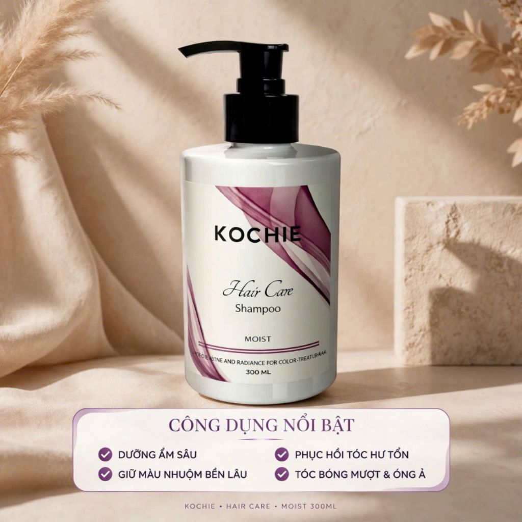 dầu gội kochie dưỡng ẩm sạch gàu giữ màu tóc nhuộm 300ml