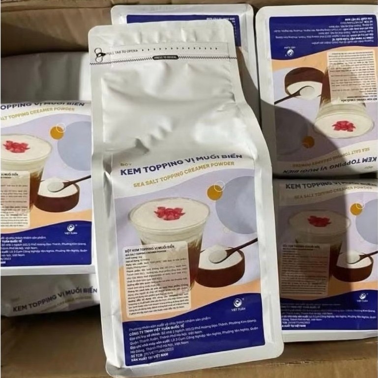 Bột Kem Topping Vị Muối Biển Việt Tuấn Gói 1kg - Topping Kem Muối, Sánh Béo, Đa Dụng