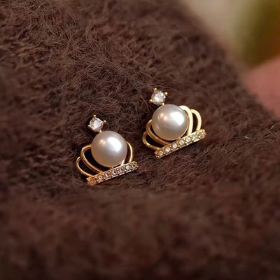 Bông Tai Ngọc Trai Nụ 6ly Hình Vương Miện Siêu Xinh Xắn - Ngọc Trai Trường Thịnh