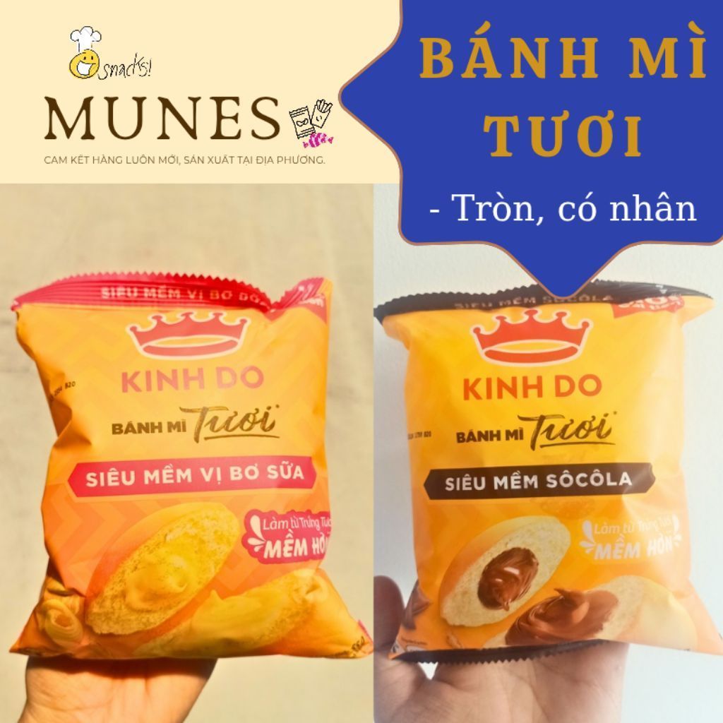 Combo 5 BÁNH MÌ tươi nhân KEM SỮA/ SÔ CÔ LA - KINH ĐÔ