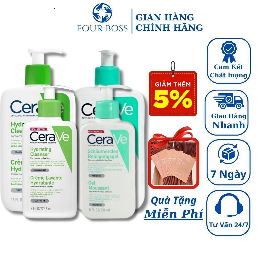 [ TEM PHỤ CTY ] Sữa Rửa Mặt CERAVE Foarming & Hydrating Facial Cleanser Sạch Sâu, Dưỡng Ẩm TL SHOP