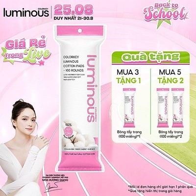 [MUA 3 TẶNG 1] Colorkey Luminous Bông tẩy trang Cotton mềm tiện lợi 100 miếng