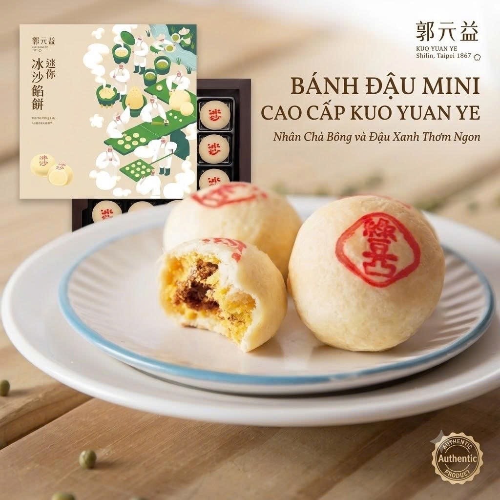 (KUO YUAN YE) BÁNH ĐẬU MINI CHÀ BÔNG