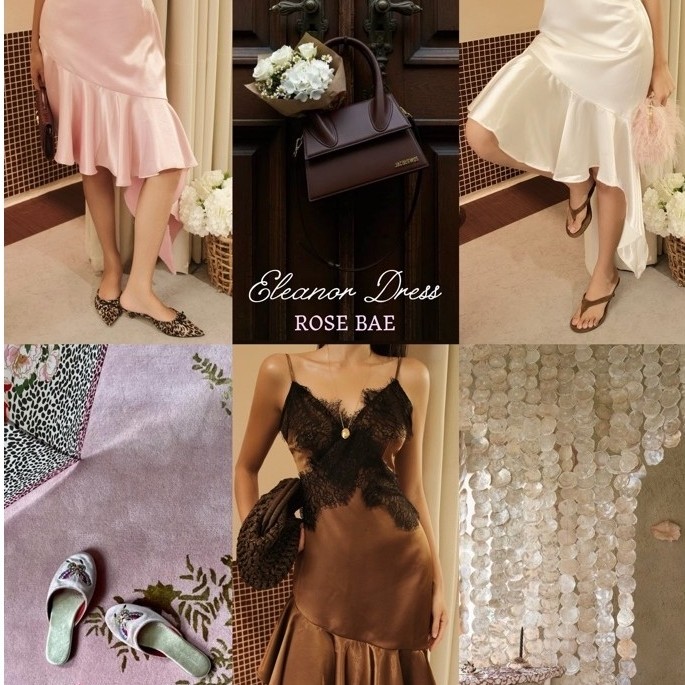 Đầm lụa tà xéo phối ren Eleanor Dress