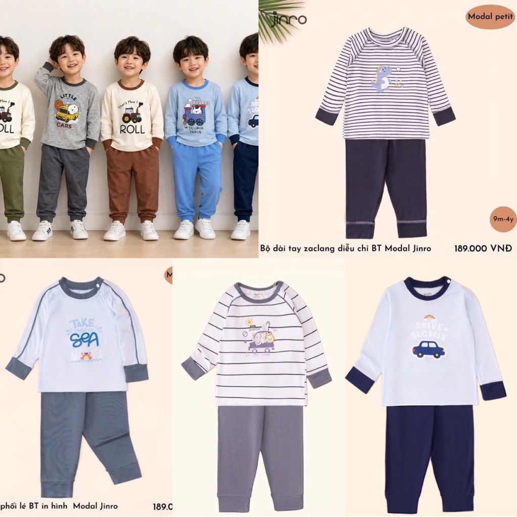 [JINRO] Bộ Dài Tay Petit Jinro Mềm Mát Cho Bé 12m-4y