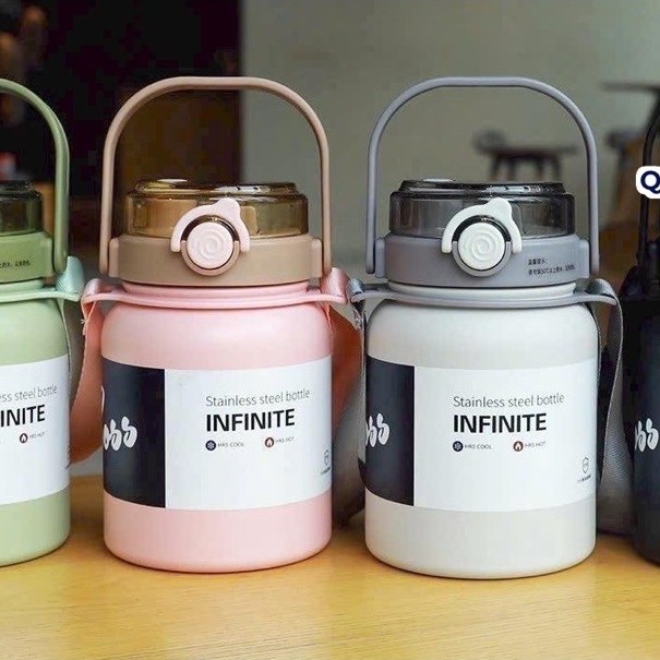 bình giữ nhiệt Inox 316 Infinite Có Ống Hút Quai Đeo Chống Tràn 800ml Giữ Nóng Lạnh Bình Nước Trẻ Em