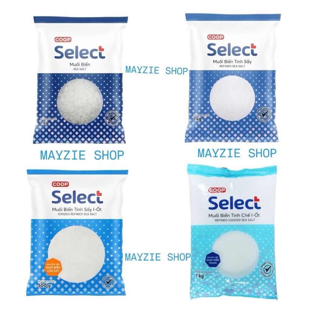 Muối biển - muối hột - muối tinh iot sấy gói 1kg Select