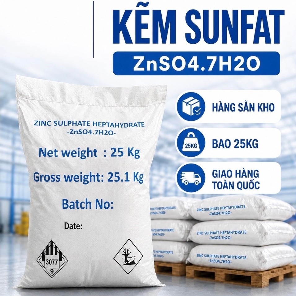 Phân bón vi lượng Kẽm Sunphat ZnSO4.7H2O