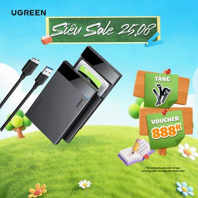 Hộp đựng ổ cứng 2.5 inch SSD, HDD SATA UGREEN US221 6TB Tốc độ truyền tải cao | Thiết kế sang trọng BH 18 Tháng 1 Đổi 1