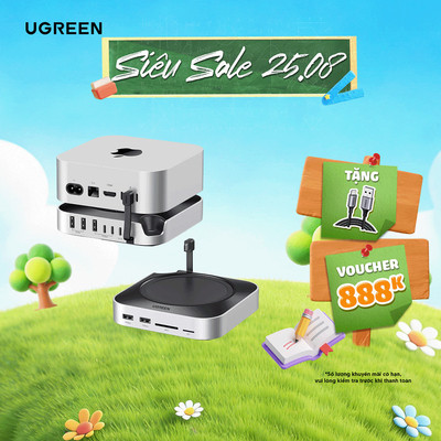 Ugreen Hub Docking Station cho M4/M4 Pro M.2 NVMe SSD 8TB Max 10Gbps USB-A  USB-C SD & TF | BH 18 Tháng 1 đổi 1