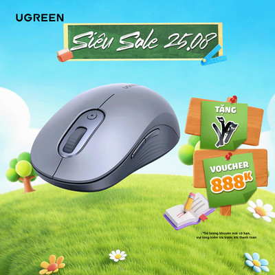 Chuột không dây im lặng Ugreen M556 | Thiết kế công thái học | 4000 DPI tùy chỉnh | Bảo hành 18 tháng 1 đổi 1 35900
