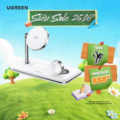 Sạc không dây MagSafe 3 trong 1 Ugreen CD278 | Chứng nhận MFi | Bộ sạc không dây 25W | Bảo Hành 18 Tháng 1 Đổi 1 | 90326