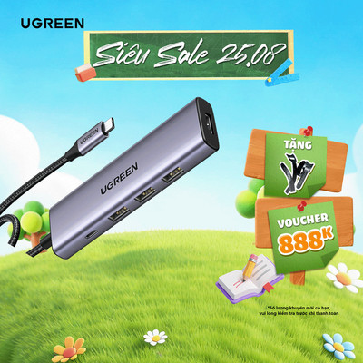 [SVIP Only] Hub chuyển đổi Type C Ugreen 5 in 1 | Vỏ nhôm cao cấp | Truyền tải nhanh chóng |BH 18T 1 đổi 1 | 15495 15597