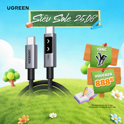 Cáp sạc USB-C sang USB-C Ugreen Uno 100W  | Dài từ 0.5M-2M | Tốc độ truyền 480Mbps | Bảo hành 18 tháng 1 đổi 1 | 45612