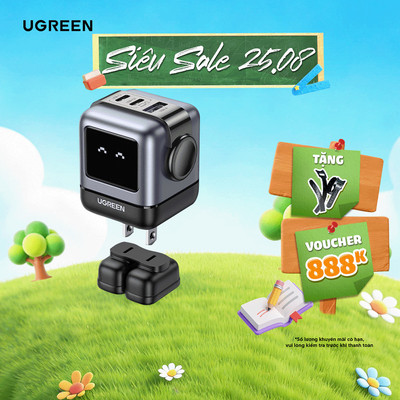 Củ sạc nhanh 65W Nexode UGREEN CD244 | 3 cổng Sạc Nhanh | Công nghệ GaN II | BH 18 tháng
