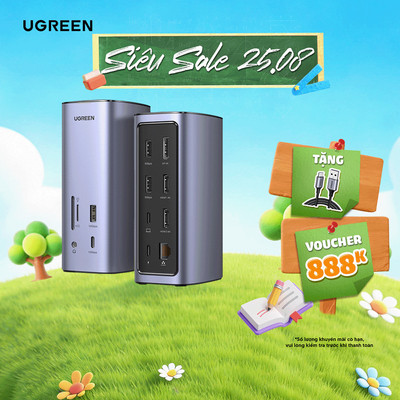Hub chuyển đổi Type-C 12-in-1 UGREEN CM555 | Hiệu suất cao | Tốc độ truyền dữ liệu 10Gbps | Bảo hành 18 tháng | 90325
