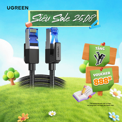 Cáp mạng Cat8 đúc sẵn bọc dù dài 1-5M chính hãng UGREEN NW153
