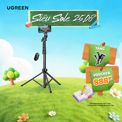 Tripods tích hợp gậy selfie UGREEN | Điều khiển Bluetooth rời | Dành cho điện thoại từ 4 đến 7.2 inch | 15062