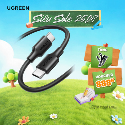Cáp sạc USB C sang USB C Ugreen US286 Sạc nhanh 60W  | Tốc độ truyền 480Mbps | Bảo Hành 1 đổi 1 18 Tháng | 50996 50997