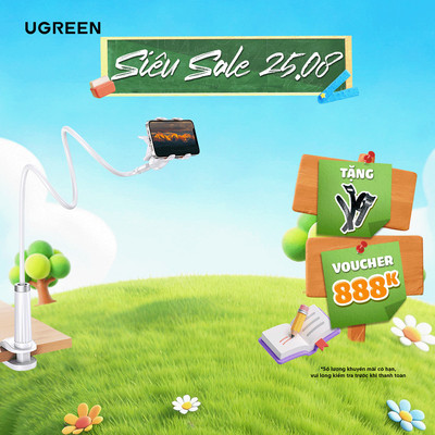 Giá đỡ điện thoại cài kẹp khe bàn UGREEN dạng cổ ngỗng, rảnh tay, dài 90cm, tùy chỉnh góc xoay LP113 30488