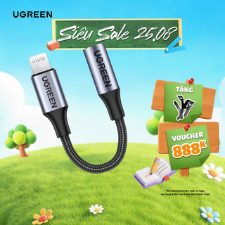 Cáp lightning sang 3.5mm audio ugreen us211 |chuẩn mfi |hỗ trợ cả âm thanh và mic nói đàm thoại| bảo hành 18 tháng1 đổi1