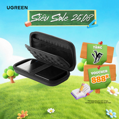 Hôp phụ kiện chống sốc đa năng UGREEN 40707 đựng ổ cứng 2.5", ổ Flash 16.5x10.3x4.5cm