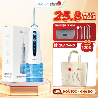 Máy Tăm Nước H2oFloss HF9P 5 Cấp Độ Tia Nước, Lực Bắn 130PSI, Pin 2500mAh, Dung tích 300ml, Đổi Mới 12 tháng, Tặng Túi