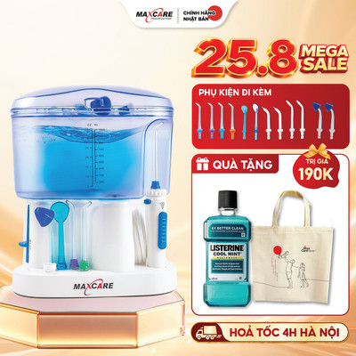 Máy tăm nước gia đình Maxcare Max456L Nhật Bản - Tặng 11 đầu tăm nước - BH chính hãng 12 tháng