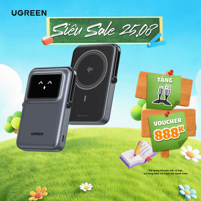 Pin sạc dự phòng không dây 10000mAh Ugreen PB764 Uno PD 20W | Công nghệ Qi2 | Màn hình TFT | BH 18 tháng 1 đổi 1 45329