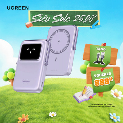 Pin sạc dự phòng không dây 10000mAh Ugreen PB572 Uno | Sạc nhanh PD 20W | Màn hình TFT | BH 18 tháng 1 đổi 1 45327