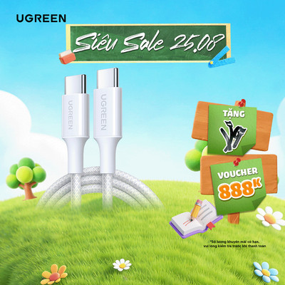 Cáp sạc nhanh USB-C 100W dài 1M Ugreen L502 | Sạc nhanh 5A | Tốc độ truyền tải 480Mbps | BH 18 tháng 1 đổi 1 65255 65251