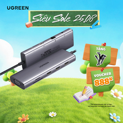 Hub chuyển đổi Type-C Ugreen 10 in 1 | HDMI 4K@30Hz/4K@60Hz | Ethernet 1000Mbps | Bảo hành 18 tháng 1 đổi 1 15601 15534
