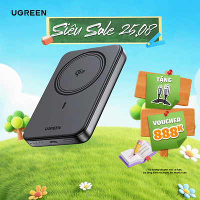 Pin sạc dự phòng 10000mAh Ugreen Qi2 | Công suất 20W/30W | Bảo hành 18 tháng 1 đổi 1 | 45763 55135B 65176B 75982SR