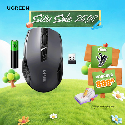 Chuột không dây 2.4G Ugreen MU006 Chuột Ergonomic 4000 DPI | 6 Nút Tắt Tiếng | Bảo Hành 18 tháng 1 đổi 1 | 90545 90855