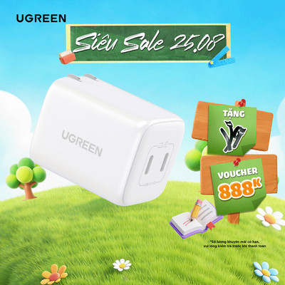 Củ sạc nhanh UGREEN 45W CD294 Nexode | Công nghệ GaN | 2 cổng Type C | Bảo hành 18 tháng 1 đổi 1 90572 90573 1533115327