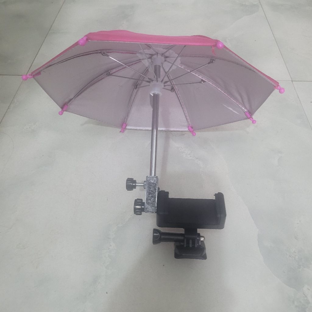 Ô Mini Gắn Điện Thoại Xe Máy - Dù Che Nắng Mưa, Chống Lóa Cho Kẹp Điện Thoại Shipper, Grab, Gojek Ca