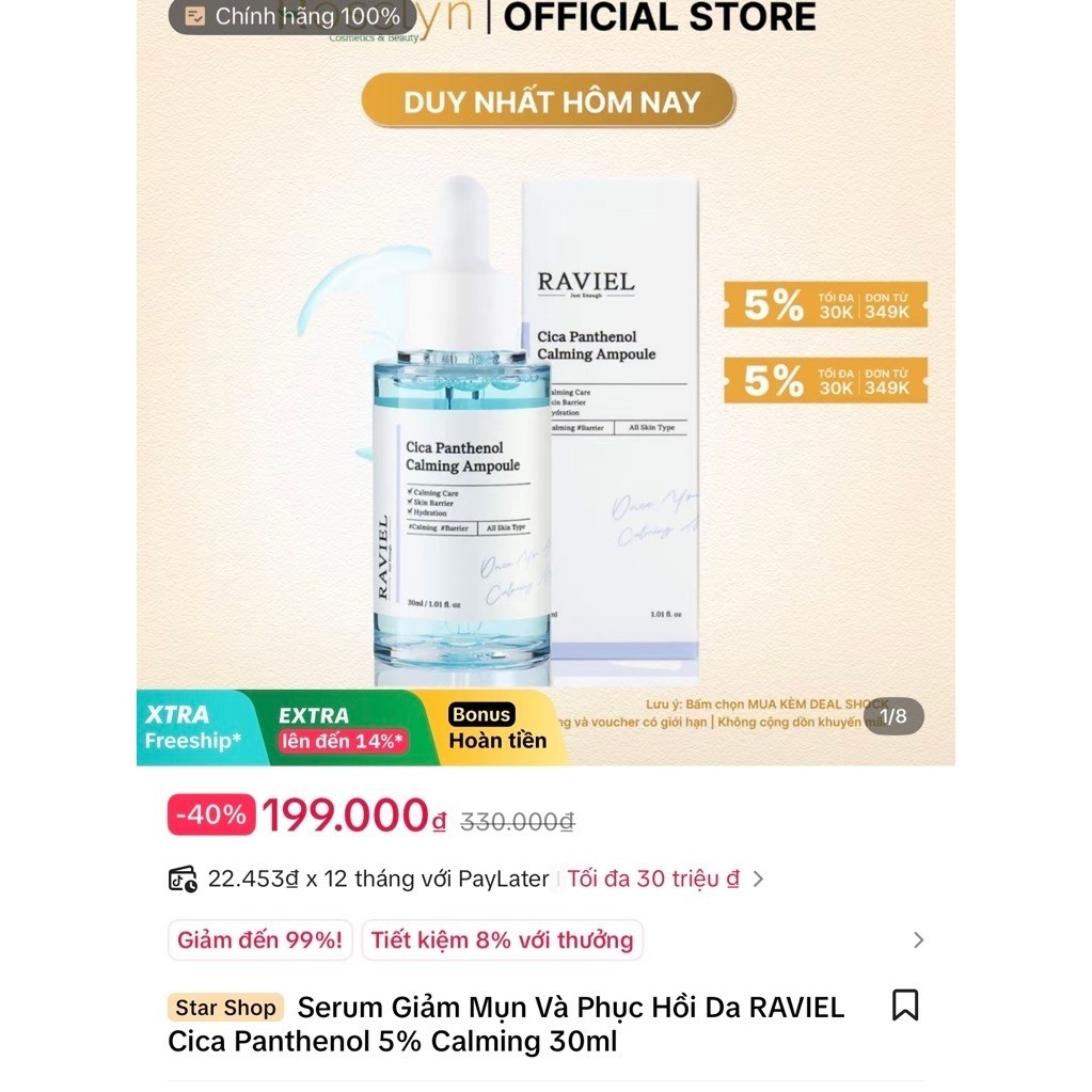 New 99% - Serum giảm mụn & phục hồi da Raviel 30ml