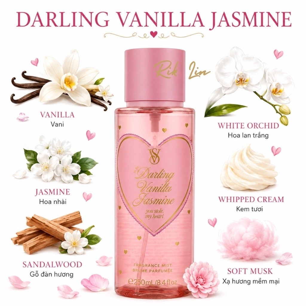 DARLING VANILLA JASMINE |ONE IN A MILLION | WHITE JASMINE _ Xịt Thơm Toàn Thân Body Mist