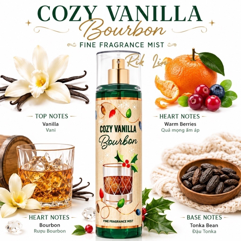 COZY VANILLA BOURBON _ Xịt Thơm Toàn Thân Body Mist