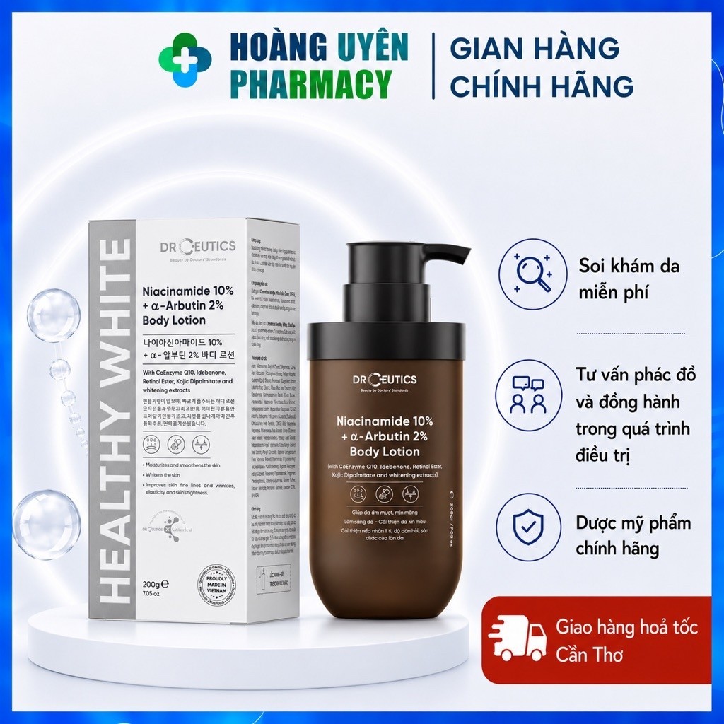 Drceutics - Sữa Dưỡng Thể DrCeutics Hỗ Trợ Dưỡng Trắng Da Niacinamide 10%+ α- Arbutin 2% Body Lotion