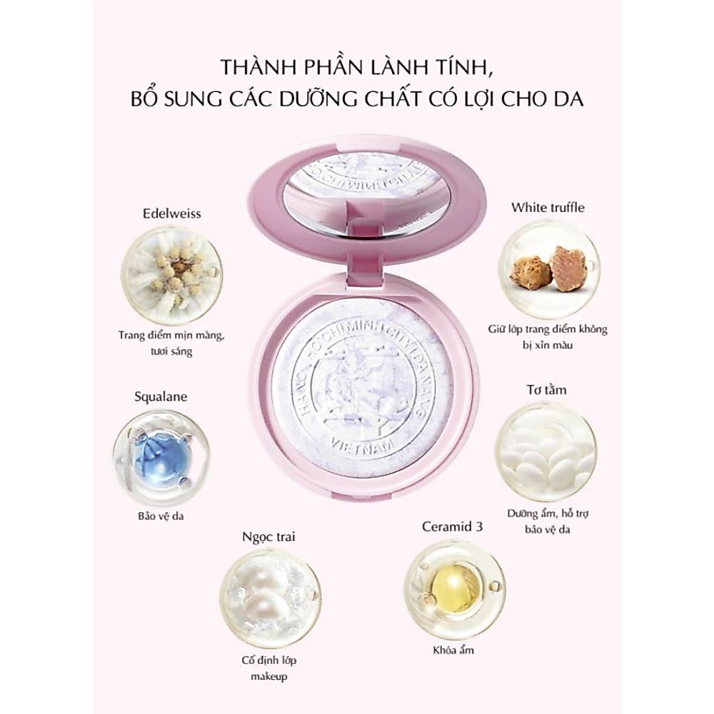 Ảnh 13 của Phấn phủ Menow dạng nén thủy tinh, bản Việt Nam đặc biệt, mỏng nhẹ tự nhiên