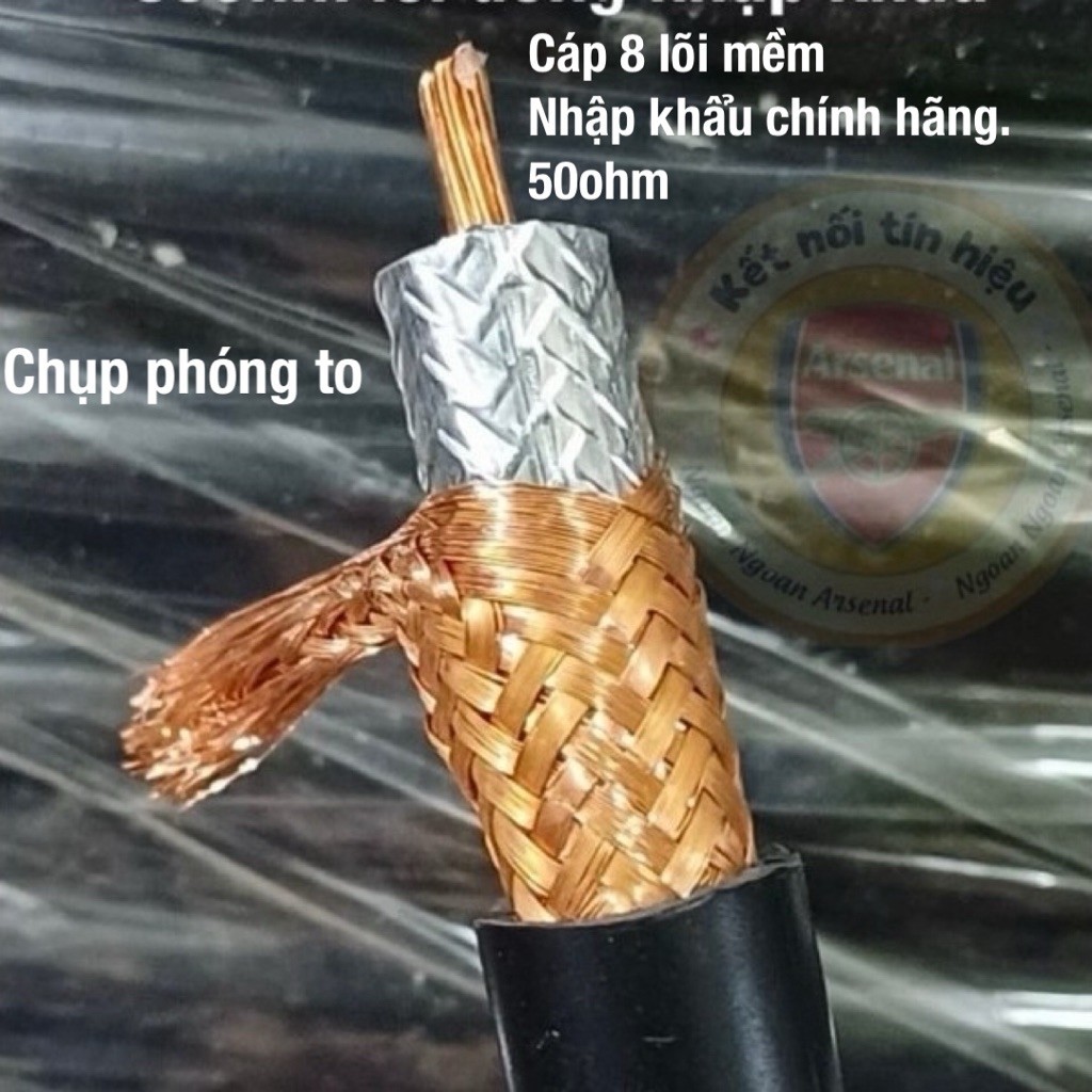 dây tín hiệu cáp đồng trục cao tần chuẩn 50 ohm: RG 8 A/U, LMR 200, LMR 400 (RF,CNT 400), HTK 214, 1