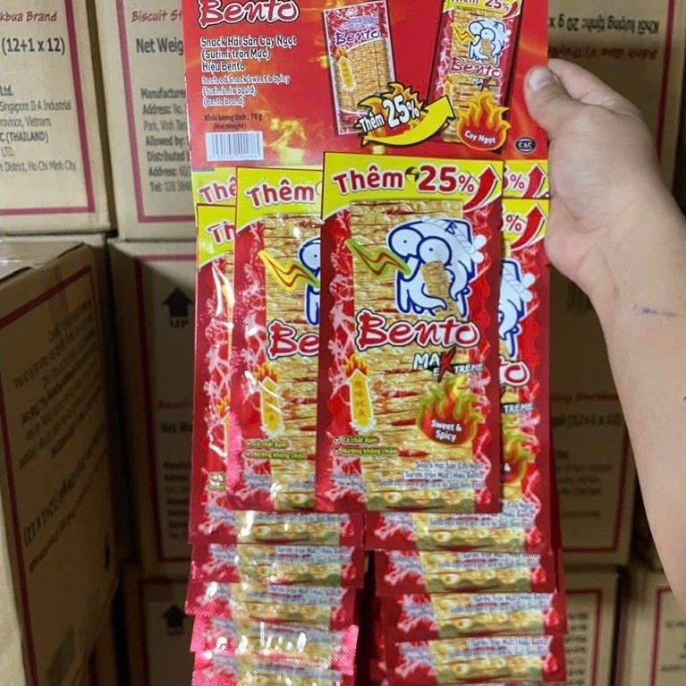 5 gói Mực Bento Đỏ Cay 22g – Mực Ăn Vặt Cay Đậm Đà