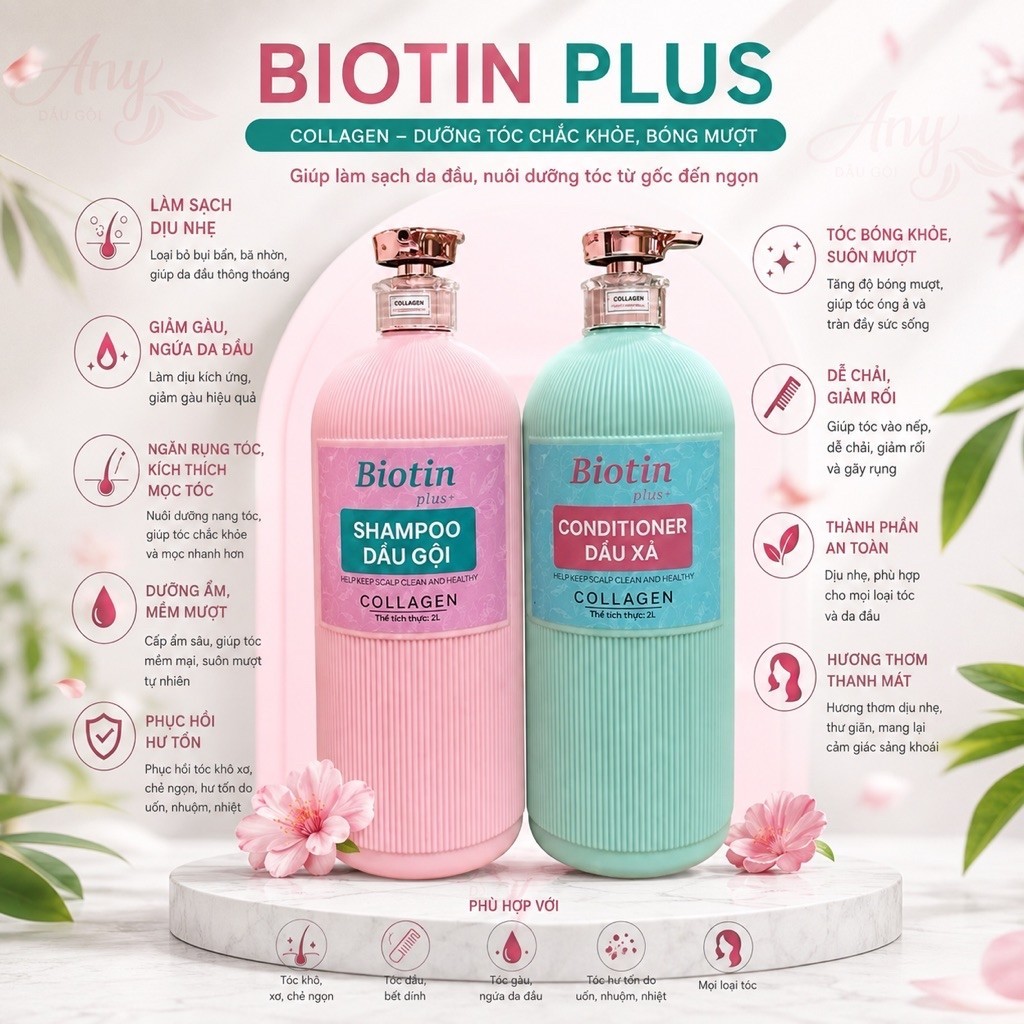 (Chai 2000ml, 800ml)  DẦU GỘI BIOTIN PLUS+ COLLAGEN