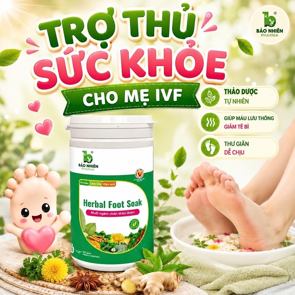 Muối ngâm chân IVF Bảo Nhiên (500gr/Hũ) - Dành cho phụ nữ chuẩn bị làm IVF , Thư giãn ngủ ngon,Giảm 
