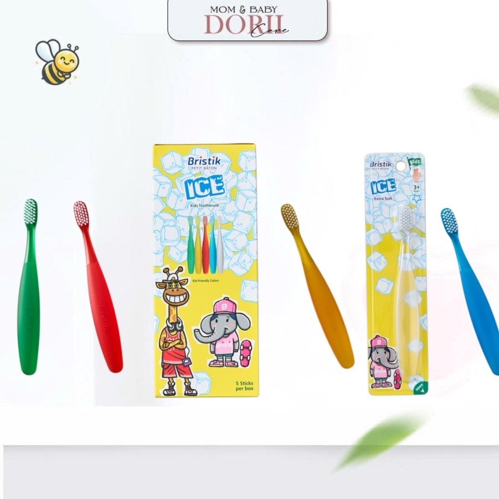 Bàn Chải Đánh Răng Cho Bé Bristik Step 1 ICE, Bàn Chải Cho Bé Tập Đánh Răng, Lông Siêu Mềm, Kháng Kh