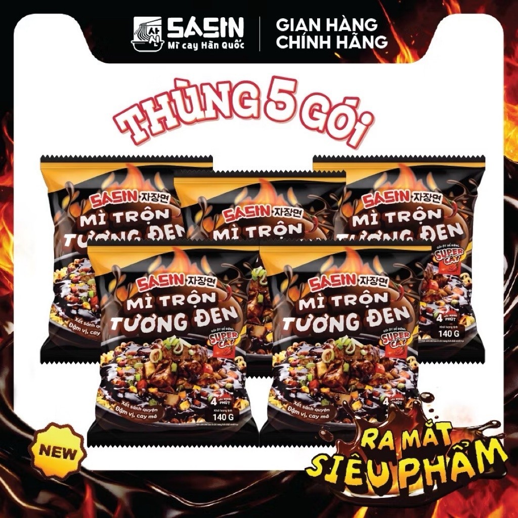 Thùng 10 gói mì tương đen sasin trộn siêu ngon ngon