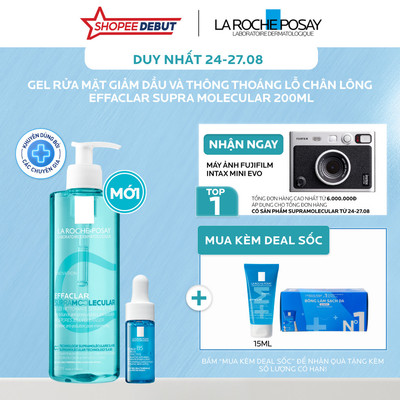 [VB HO Hyalu] Bộ sản phẩm dưỡng ẩm & gel rửa mặt thông thoáng lỗ chân lông LA ROCHE-POSAY EFFACLAR SUPRA MOLECULAR 400ML