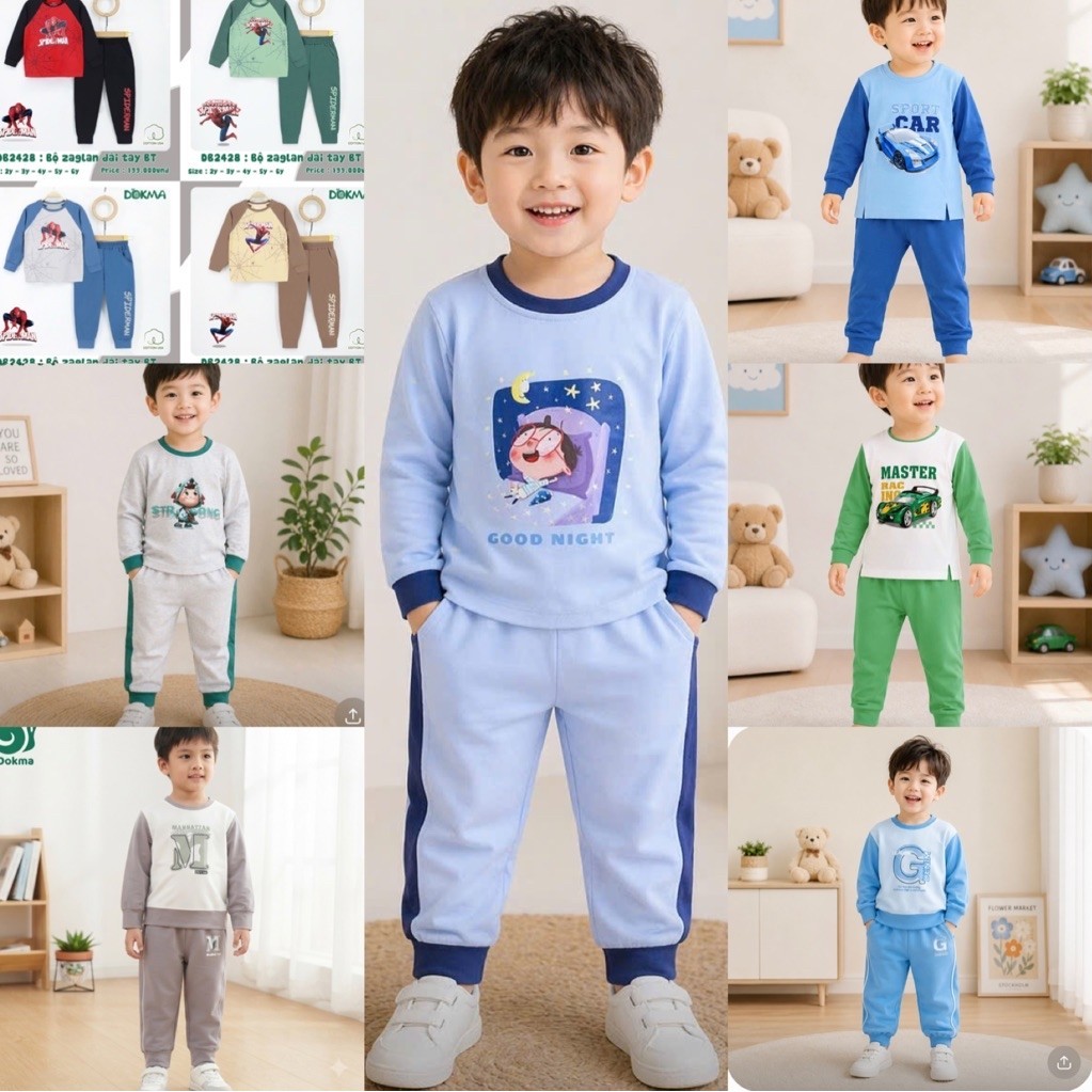 [DOKMA] Bộ Dài Tay Dokma CT Cao Cấp Cho Bé 2y-6y