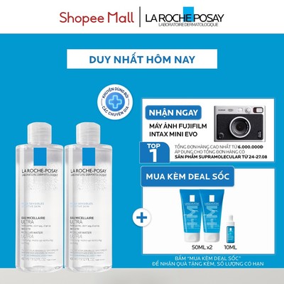 [VB] Bộ đôi nước tẩy trang và làm sạch cho da nhạy cảm La Roche-Posay Micellar Water Sensitive Skin 400ml